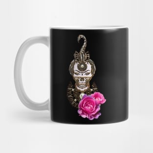 The skull and the scorpion with flowers Mug